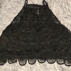 Lace crop top black